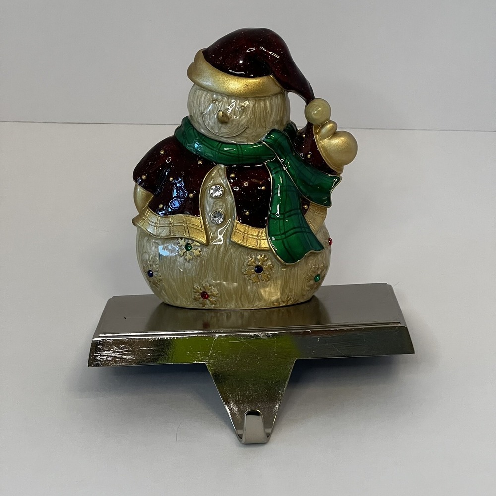 Colorful Snowman metal weighted christmas stocking‎ holder home decor